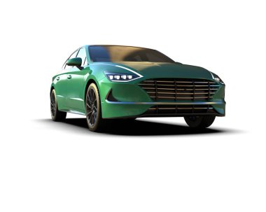 Modern araba arka planda izole edilmiş. 3d resimleme