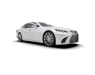 Modern araba arka planda izole edilmiş. 3d resimleme