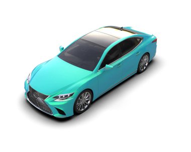 Modern araba arka planda izole edilmiş. 3d resimleme