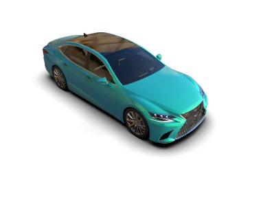 Modern araba arka planda izole edilmiş. 3d resimleme