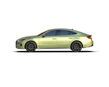 Modern araba arka planda izole edilmiş. 3d resimleme