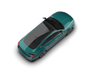 Modern araba arka planda izole edilmiş. 3d resimleme