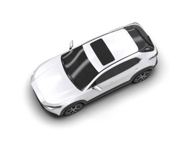 Modern araba arka planda izole edilmiş. 3d resimleme