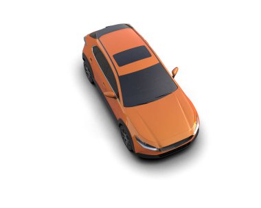 Modern araba arka planda izole edilmiş. 3d resimleme
