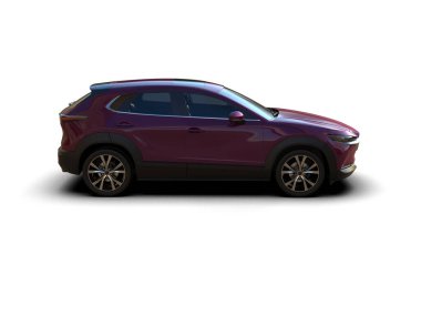 Modern araba arka planda izole edilmiş. 3d resimleme