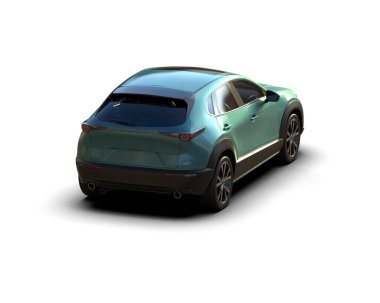 Modern araba arka planda izole edilmiş. 3d resimleme