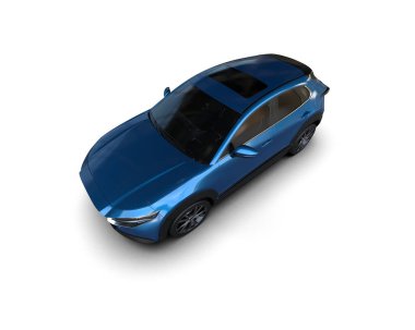 Modern araba arka planda izole edilmiş. 3d resimleme