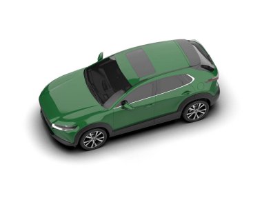 Modern araba arka planda izole edilmiş. 3d resimleme