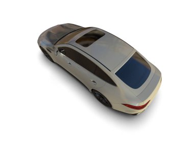 Modern araba arka planda izole edilmiş. 3d resimleme