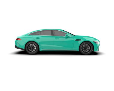 Modern araba arka planda izole edilmiş. 3d resimleme