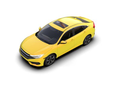 Modern araba arka planda izole edilmiş. 3d resimleme