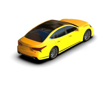Modern araba arka planda izole edilmiş. 3d resimleme