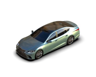 Modern araba arka planda izole edilmiş. 3d resimleme