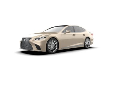 Modern araba arka planda izole edilmiş. 3d resimleme
