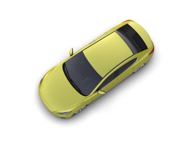 Modern araba arka planda izole edilmiş. 3d resimleme