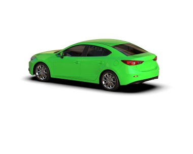 Modern araba arka planda izole edilmiş. 3d resimleme