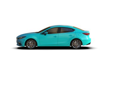 Modern araba arka planda izole edilmiş. 3d resimleme