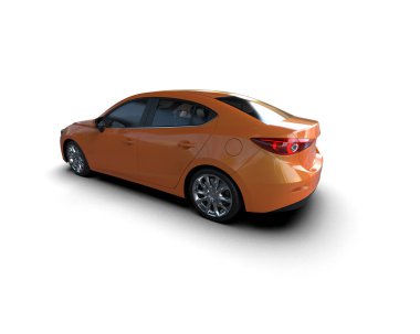 Modern araba arka planda izole edilmiş. 3d resimleme