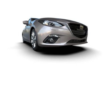 Modern araba arka planda izole edilmiş. 3d resimleme