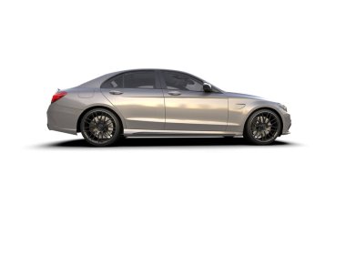 Modern araba arka planda izole edilmiş. 3d resimleme