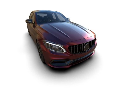 Modern araba arka planda izole edilmiş. 3d resimleme