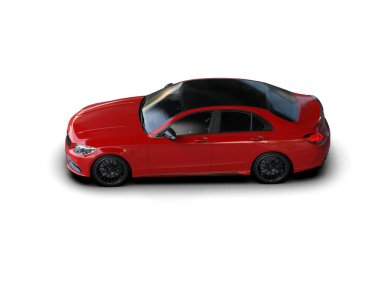 Modern araba arka planda izole edilmiş. 3d resimleme