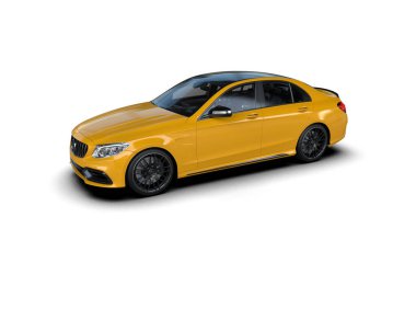 Modern araba arka planda izole edilmiş. 3d resimleme