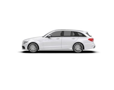 Modern araba arka planda izole edilmiş. 3d resimleme