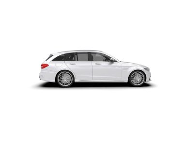 Modern araba arka planda izole edilmiş. 3d resimleme