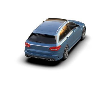 Modern araba arka planda izole edilmiş. 3d resimleme