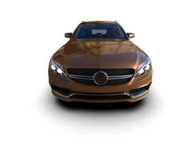 Modern araba arka planda izole edilmiş. 3d resimleme