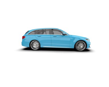 Modern araba arka planda izole edilmiş. 3d resimleme