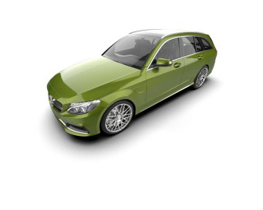 Modern araba arka planda izole edilmiş. 3d resimleme