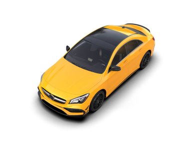 Modern araba arka planda izole edilmiş. 3d resimleme