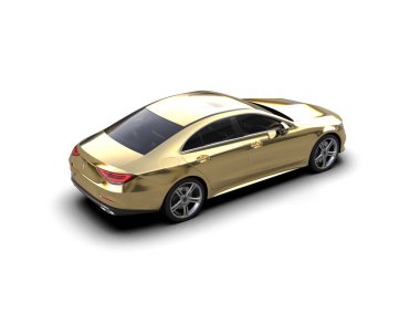 Modern araba arka planda izole edilmiş. 3d resimleme