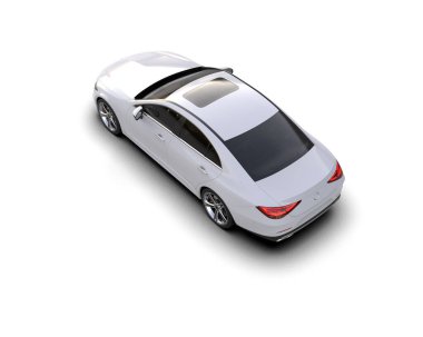 Modern araba arka planda izole edilmiş. 3d resimleme