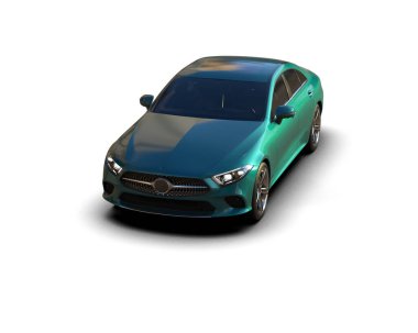 Modern araba arka planda izole edilmiş. 3d resimleme