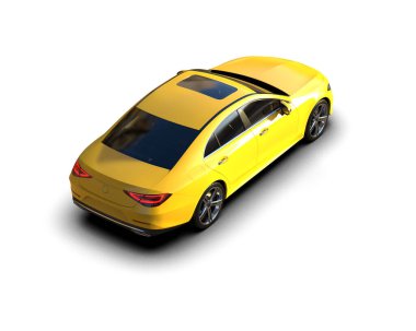 Modern araba arka planda izole edilmiş. 3d resimleme