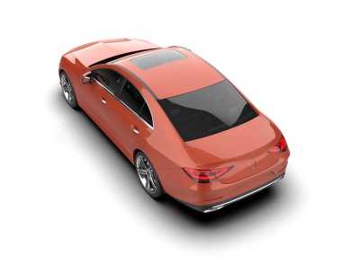 Modern araba arka planda izole edilmiş. 3d resimleme