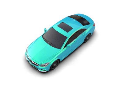 Modern araba arka planda izole edilmiş. 3d resimleme