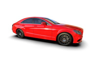 Modern araba arka planda izole edilmiş. 3d resimleme