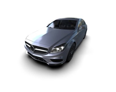 Modern araba arka planda izole edilmiş. 3d resimleme