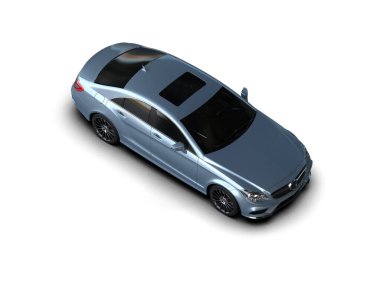 Modern araba arka planda izole edilmiş. 3d resimleme