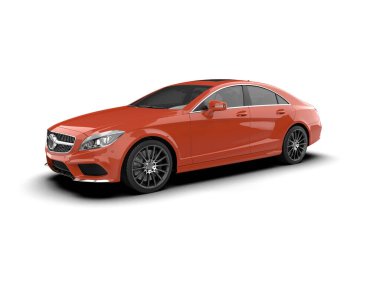 Modern araba arka planda izole edilmiş. 3d resimleme