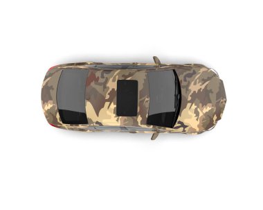 Modern araba arka planda izole edilmiş. 3d resimleme