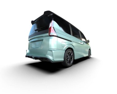 Modern araba arka planda izole edilmiş. 3d resimleme