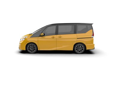 Modern araba arka planda izole edilmiş. 3d resimleme