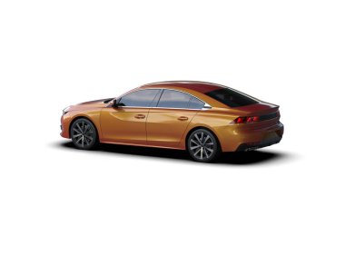 Modern araba arka planda izole edilmiş. 3d resimleme