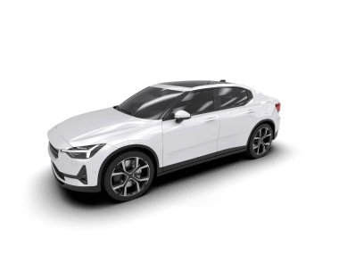 Modern araba arka planda izole edilmiş. 3d resimleme