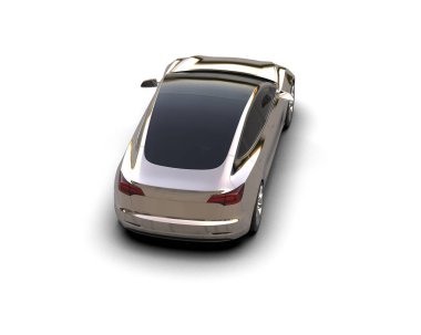 Modern araba beyaz arka planda izole edilmiş. 3d oluşturma